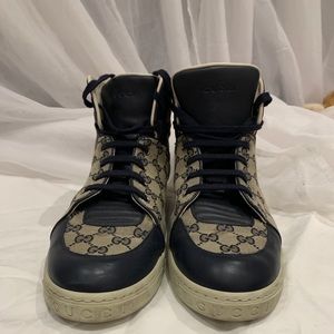 Gucci Navy Blue GG Supreme HighTop Sneakers 11.5